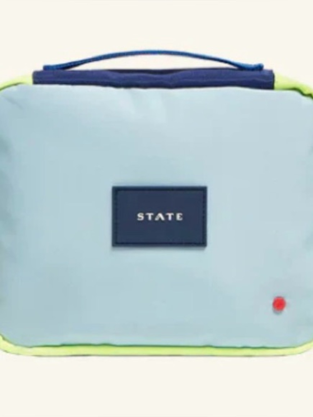 STATE Colorblock Bensen Dopp Kit in Light Blue & Neon Yellow